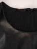 Czarna sukienka z paskiem, połyskująca kreacja z modnymi rękawami 27772