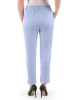Błękitny elegancki garnitur damski na wesele – prosty fason z wygodną gumką w pasie 38713