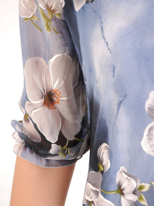 Dzianinowa sukienka z szyfonowymi rękawkami i plisami 30136