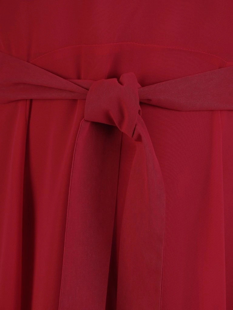 Elegancka sukienka rozkloszowana midi malinowa – zwiewny krój z rękawem 3/4 podkreślający sylwetkę 27356