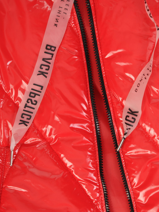 Czerwona kurtka  z dresowymi wstawkami i szeroką stójką 30664