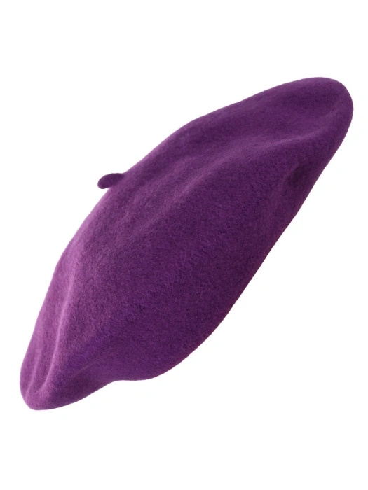 Elegancki fioletowy beret damski w stylu francuskim – ciepła wełna z urokliwą antenką na chłody 40891