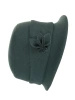 Butelkowozielony kapelusz damski cloche – ocieplany model z ozdobną wstawką 42409