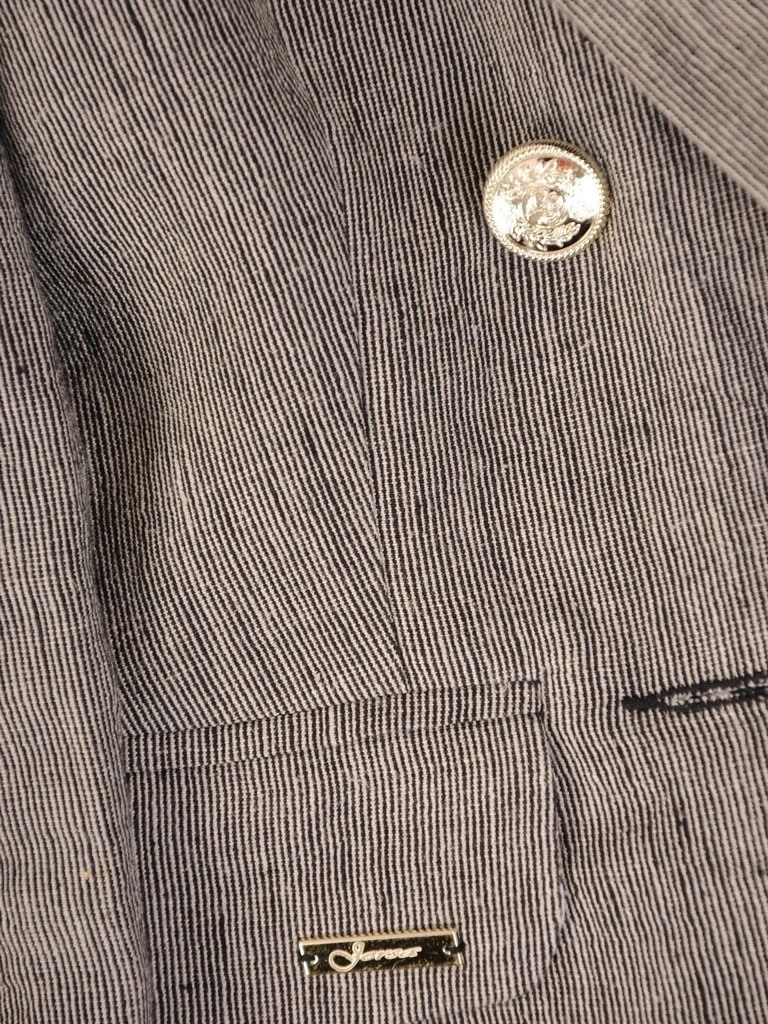 Grafitowy żakiet damski z lnu do sukienki – prosty fason wysmuklający sylwetkę 33855