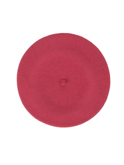 Elegancki beret damski wełniany w odcieniu malinowym fason francuski – stylowy akcent z antenką na chłodne dni 42704