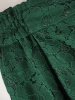 Zielone szerokie spodnie damskie z kwiatową koronką – elastyczny wysoki stan na gumce 38925
