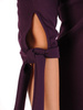	Sukienka z dzianiny, fioletowa kreacja z wiązaniem na rękawach 23017