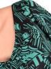 Elegancka sukienka rozkloszowana w zielony wzór – modelujący krój z długim rękawem 42530