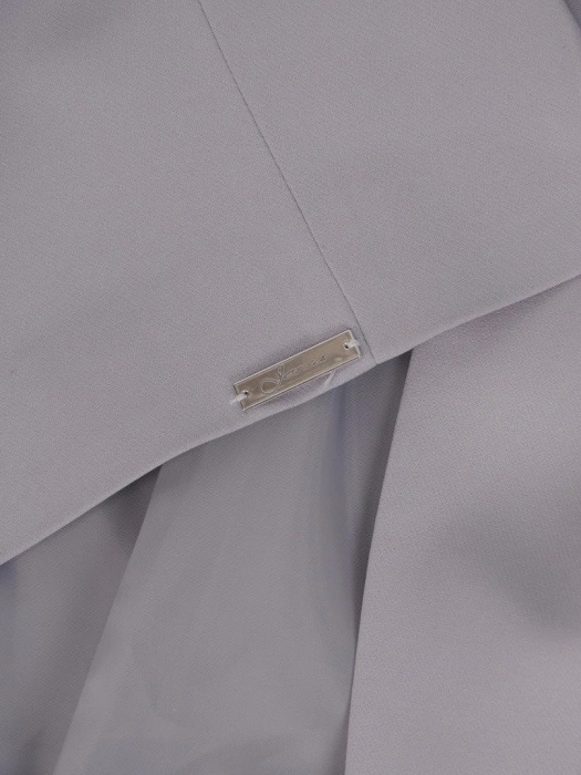 Elegancki żakiet damski do sukienki o prostym kroju – popielaty fason z rękawem 3/4 19398