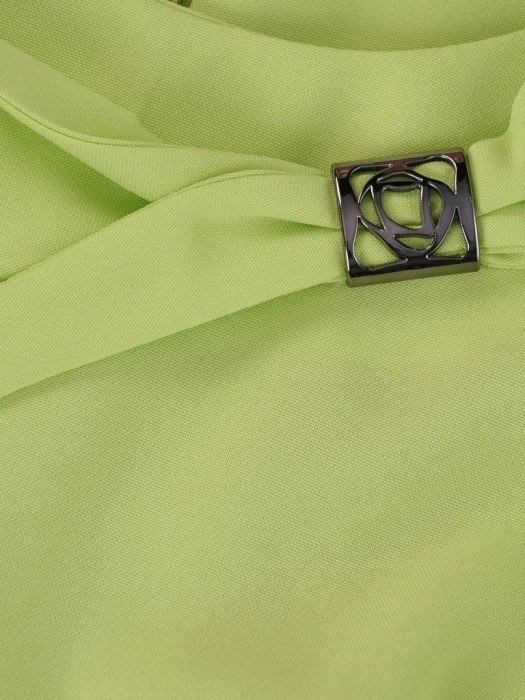 Zielona sukienka tulipan z kokardą – elegancki fason midi z kieszeniami 4078