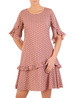Trapezowa sukienka z tkaniny, zwiewna kreacja w grochy 32893