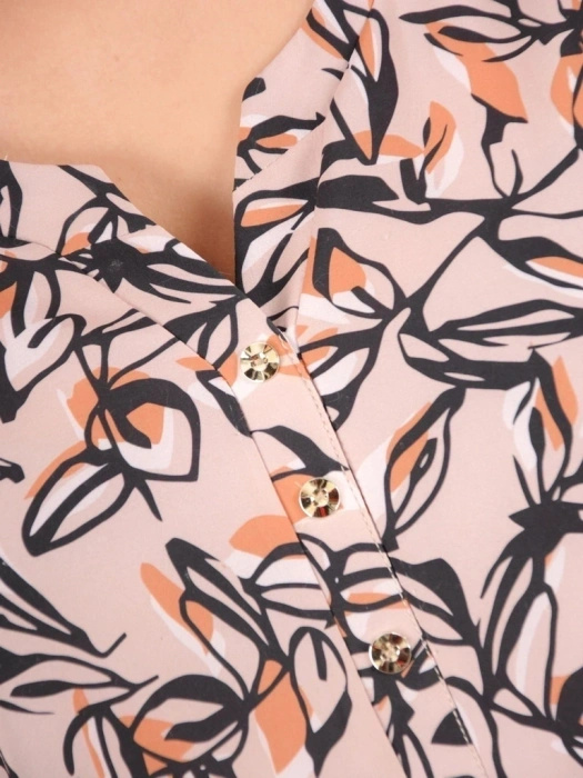 Elegancka bluzka wizytowa w liście z rękawem 3/4 – trapezowy fason wysmuklający sylwetkę 39697