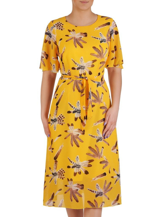 Sukienka z tkaniny, żółta kreacja w oryginalnym wzorze 20470.