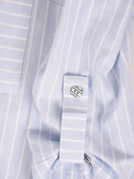 Elegancka bawełniana koszula w paski o prostym kroju – stylowy model z rękawem 3/4 41771