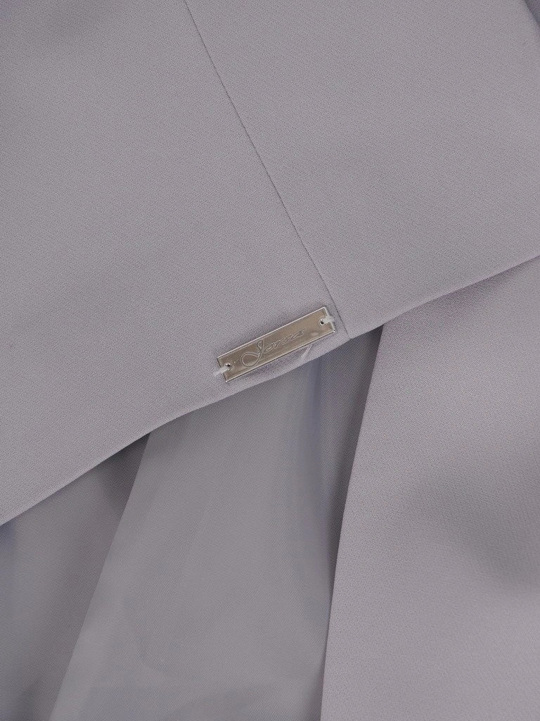 Elegancki żakiet damski do sukienki o prostym kroju – popielaty fason z rękawem 3/4 19398