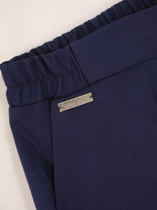 Spodnie damskie, wygodne spodnie plus size z gumką w kolorze granatowym 28422