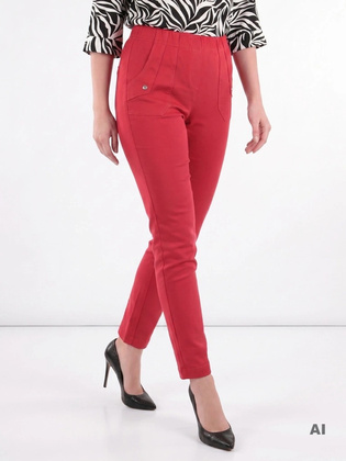 Czerwone dopasowane spodnie plus size z wysokim stanem – wysmuklające nogi i modelujące sylwetkę 34889