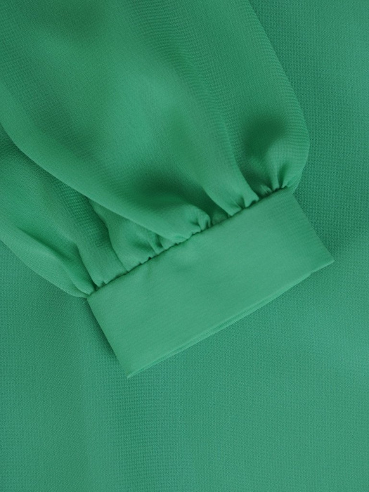 Zielona sukienka z rozcinanymi rękawami, trapezowa kreacja z szyfonu 19782