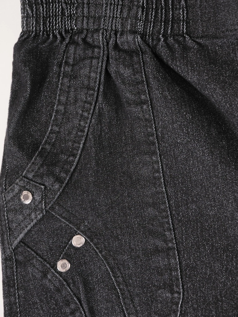 Bawełniane czarne jeansy damskie o prostym kroju – modelujący fason z elastycznym pasem 39103