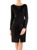 Połyskująca sukienka z ozdobną, tiulową wstawką 14411, nowoczesna mała czarna.