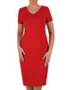 Dzianinowa sukienka z krótkimi rękawami, nowoczesna kreacja w kolorze czerwonym 20210