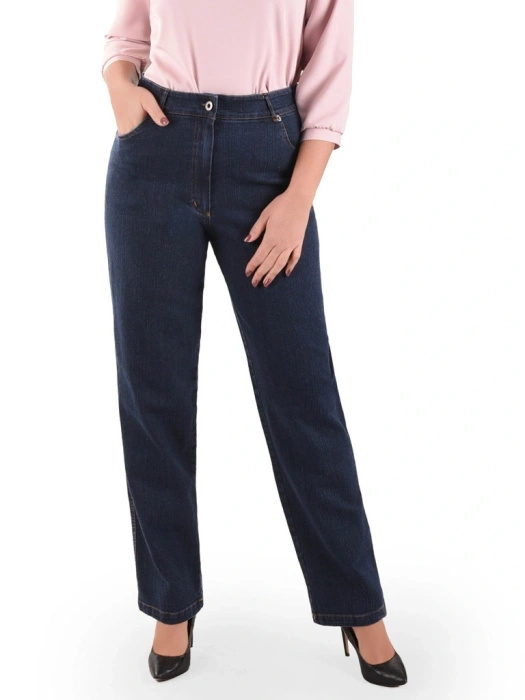 Ciemnogranatowe spodnie z prostą nogawką i wysokim stanem – ponadczasowa elegancja, która wyszczupla plus size 29138