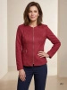 Elegancka bordowa marynarka damska do sukienki – wygodny prosty fason zapinany na zamek 42283