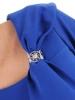 Elegancka chabrowa sukienka midi w kwiaty – rozkloszowany krój z dekoracyjną kokardą 37985