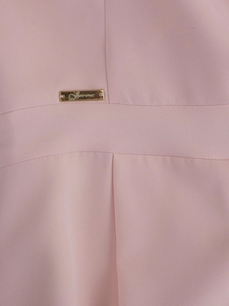 Elegancka suknia wieczorowa maxi pudrowy róż – rozkloszowany dół z wysmuklającymi przeszyciami 12099