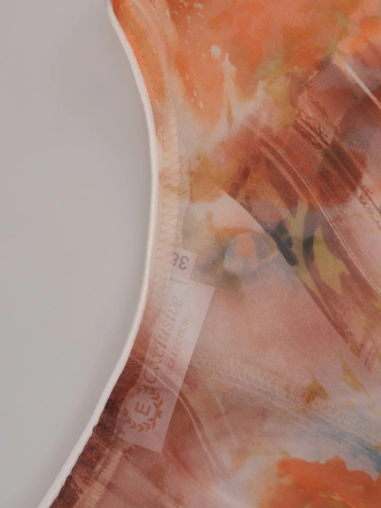 Elegancki komplet damski z prostą sukienką midi – luźna narzutka we wzory tuszująca biodra 15383