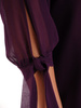 Trapezowa sukienka z szyfonu, kreacja z wiązaniem na rękawach 23420