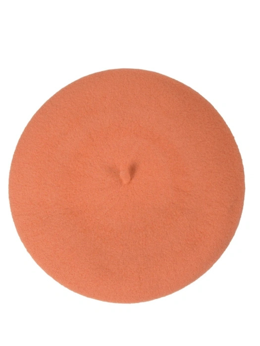 Elegancki beret damski wełniany koralowy – ponadczasowy fason francuski z antenką 40884