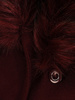 Płaszcz bordowy z futrzaną etolą i wiązanym paskiem 27787