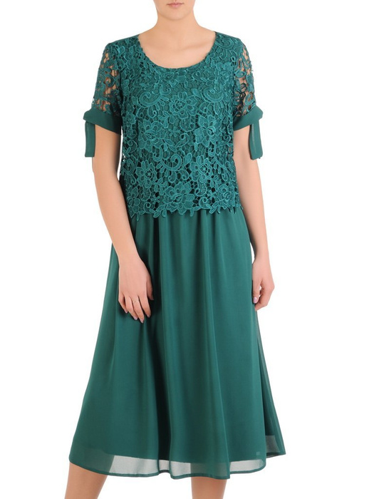 Elegancka sukienka z gipiury i szyfonu 29424