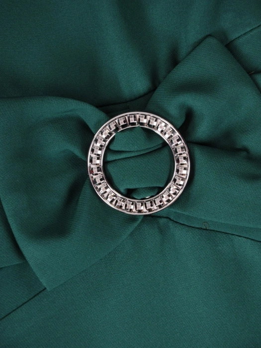 Elegancka sukienka ołówkowa midi w kolorze ciemnej zieleni – kobiecy krój modelujący figurę 36586