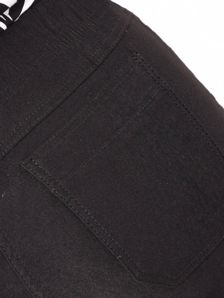 Czarne cygaretki damskie plus size z kontrastowymi lampasami – wysmuklające fasonem, z wygodną gumką w pasie 35145