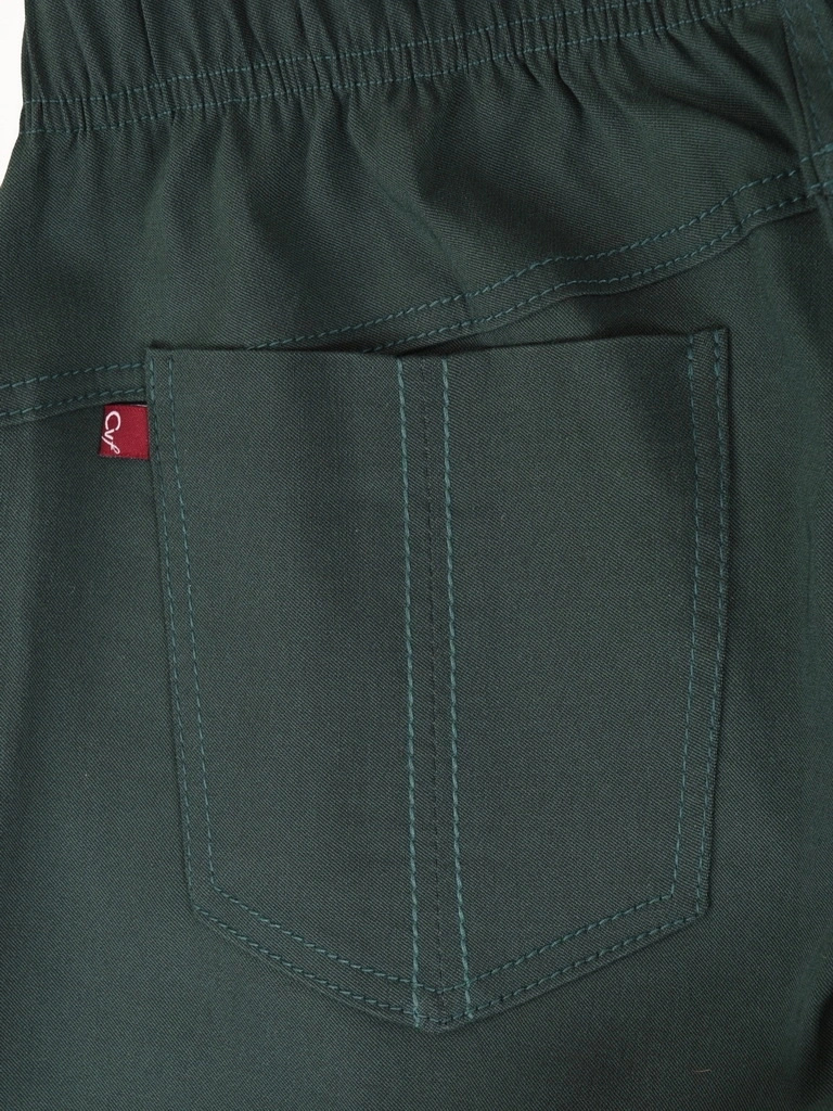 Eleganckie zielone spodnie damskie o prostym kroju – wygodna gumka w pasie i wysmuklający fason 34867