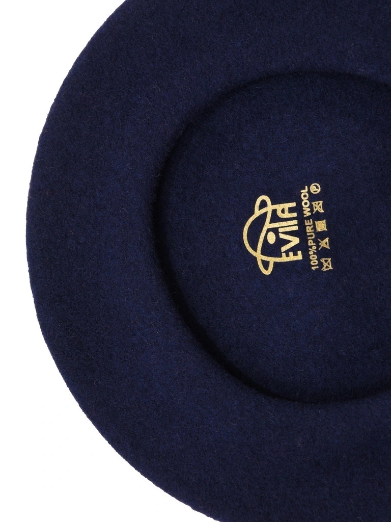 Elegancki beret damski wełniany granatowy – stylowe nakrycie głowy z antenką chroniące przed chłodem 40861