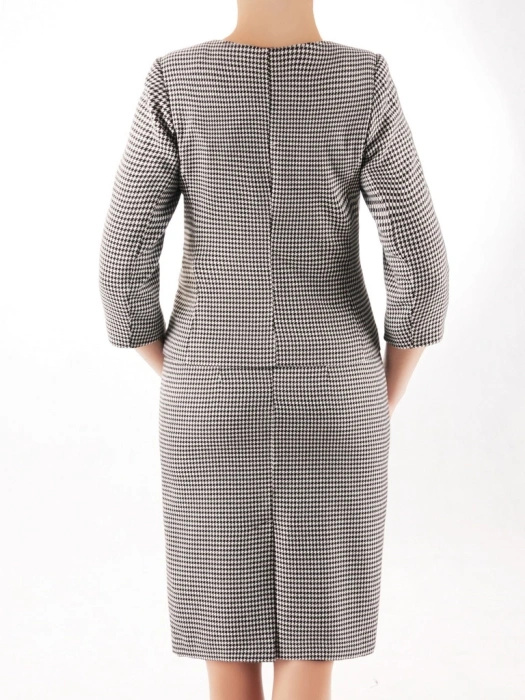 Elegancka spódnica midi w pepitkę na jesień i zimę – prosty, kobiecy krój z rozcięciem 38854