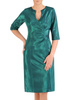 Zielona, połyskująca sukienka z ozdobnie wyciętym dekoltem 29881