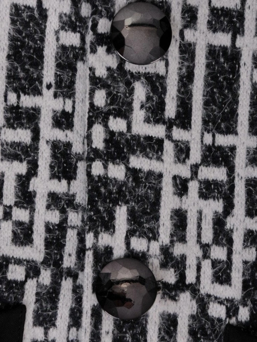 Stylowa marynarka damska plus size w geometryczny print – maskujący biodra fason z dekoltem łódka 18404