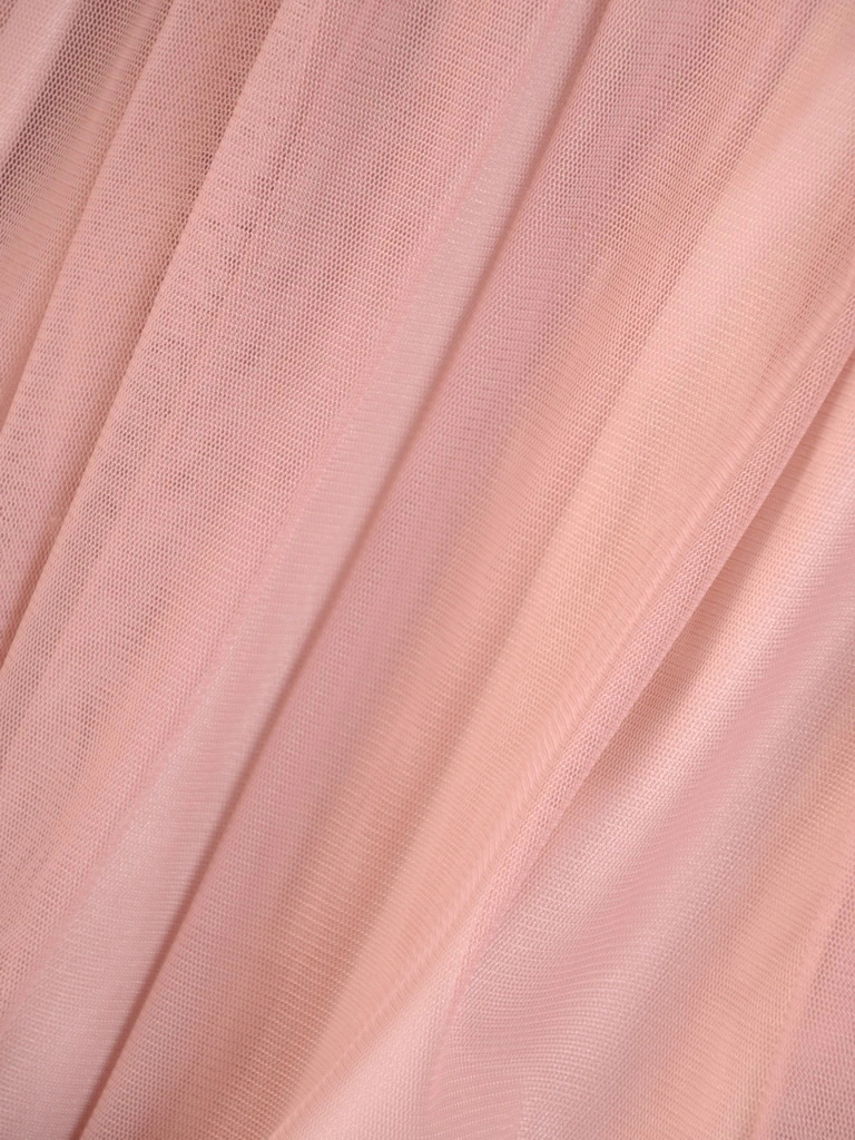 Sukienka rozkloszowana w odcieniu brudnego różu – elegancki fason midi z ozdobną górą na przyjęcia 33284
