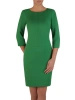 Elegancka zielona sukienka tuba do kolan – subtelne przeszycia modelujące sylwetkę 7604