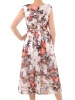 Elegancka sukienka koktajlowa midi w kwiaty rozkloszowana – zwiewne plisy wysmuklające sylwetkę 35982