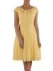 Żółta sukienka rozkloszowana midi z plisami – efektowny, swobodny fason na lato 10326