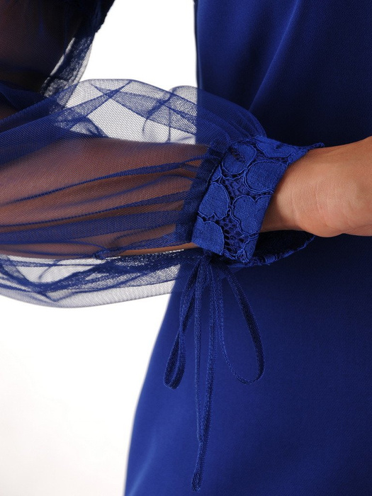 Chabrowa sukienka z bufiastymi rękawami z tiulu 22516