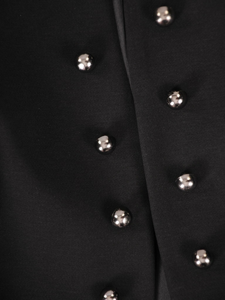 Elegancka czarna marynarka damska ze stójką – prosty fason idealny do sukienki i stylizacji wizytowych 37010