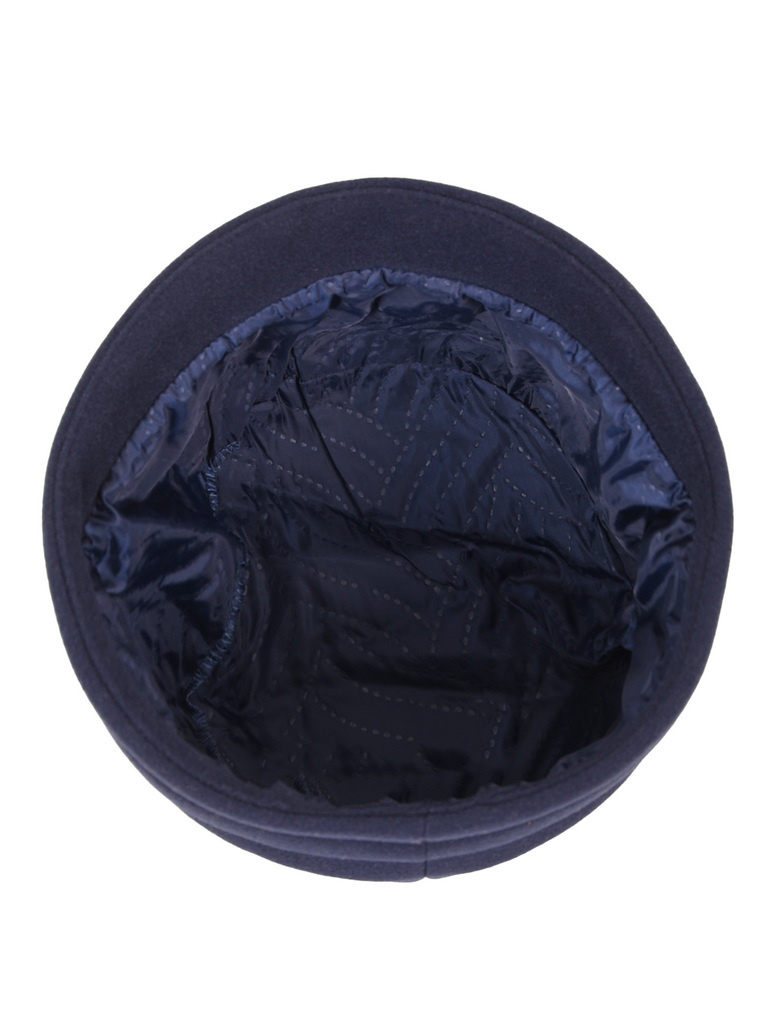 Elegancki granatowy kapelusz damski cloche – ocieplana propozycja z ozdobną wstawką 42427