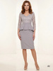 Popielata sukienka ołówkowa na wesele i przyjęcia – koronkowa góra z modelującą baskinką 19956