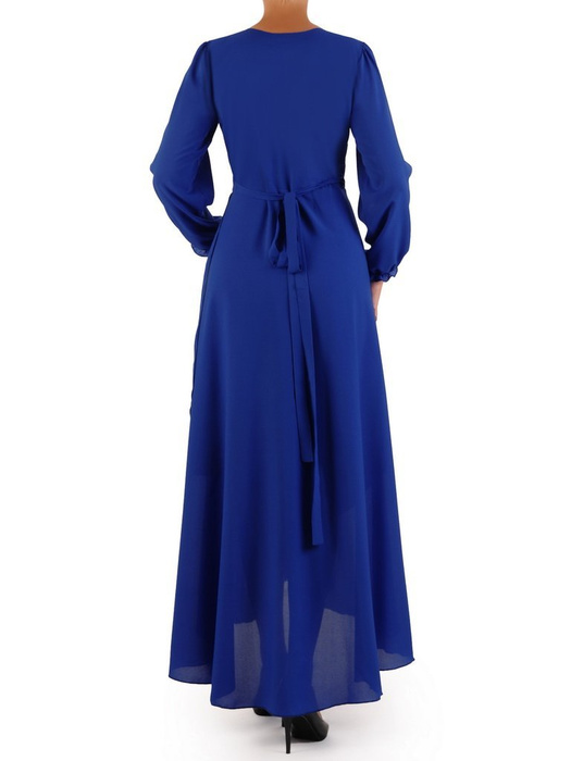 Elegancka sukienka maxi, kreacja z ozdobnymi rozcięciami na rękawach 31235